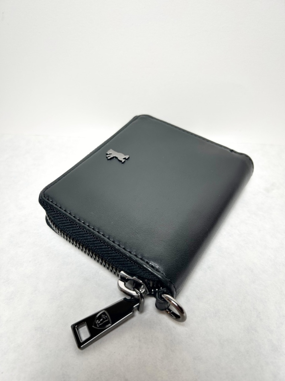 BERLINER BAGS Black Leather Wallet Geneva, RFID, Zip-Around, Bear Logo, NWOT